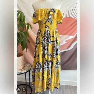 Jaase Golden Lilies Dress Sz S